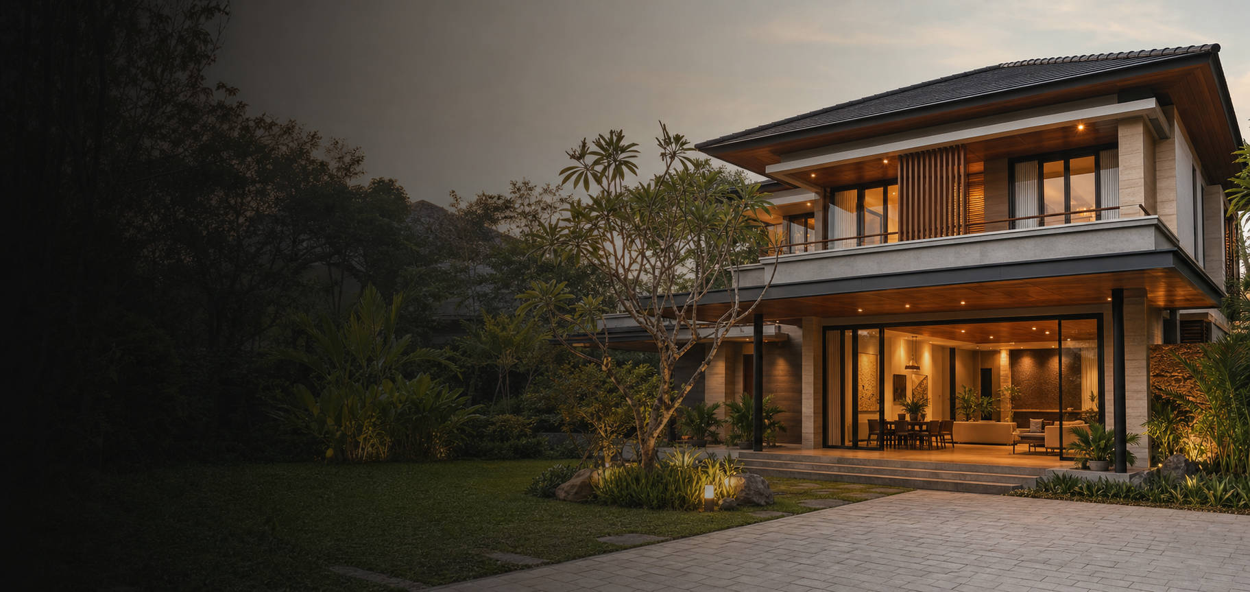 Rumah modern tropis dua lantai hasil pembangunan profesional